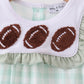 Green football french knot gingham ruffle bubble