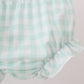 Green football french knot gingham bloomer set