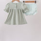 Green football french knot gingham bloomer set