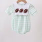 Green football french knot gingham bubble