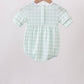 Green football french knot gingham bubble