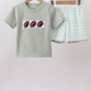 Green football french knot gingham shorts set