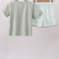 Green football french knot gingham shorts set