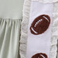 Green football french knot gingham ruffle shorts set