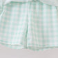 Green football french knot gingham skorts set