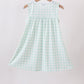 Green football french knot gingham ruffle dress