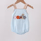 Blue Puppy Ball Embroidered Stripe Bubble