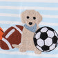Blue Puppy Ball Embroidered Stripe Bubble