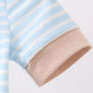 Blue Puppy Ball Embroidered Stripe Romper