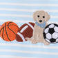 Blue Puppy Ball Embroidered Stripe Shorts Set