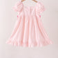 Pink Castle Embroidery Jacquard Ruffle Dress