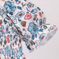 Blue floral smocked ruffle bubble