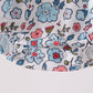 Blue floral smocked ruffle bubble