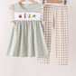 Green Scarecrow Embroidery Ruffle Pants Set