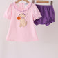Pink Puppy Pumpkin Applique Bloomer Set