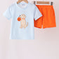 Blue Puppy Pumpkin Applique Shorts Set