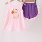 Pink Puppy Pumpkin Applique Ruffle Shorts Set