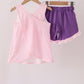 Pink Puppy Pumpkin Applique Ruffle Shorts Set
