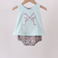 Blue Floral Bow Applique Bubble