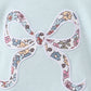 Blue Floral Bow Applique Bubble