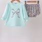 Blue Floral Bow Applique Bloomer Set