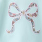 Blue Floral Bow Applique Skorts Set