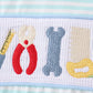 Blue Tool Smocked Stripe Bubble