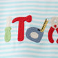 Blue Tool Embroidery Stripe Top
