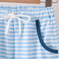 Blue character embroidery stripe pants set