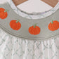Sage pumpkin embroidery bow ruffle bubble