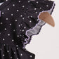 Black ghost spider embroidery ruffle bubble