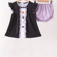 Black ghost spider embroidery ruffle bloomer set