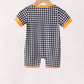 Black ghost spider embroidery gingham romper