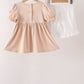 Khaki Pumpkin Smocked Ruffle Shorts Set