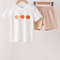 Khaki Pumpkin Embroidery Shorts Set