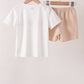 Khaki Pumpkin Embroidery Shorts Set