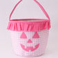 Pink Pumpkin Applique Gingham Ruffle Basket