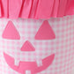 Pink Pumpkin Applique Gingham Ruffle Basket