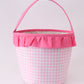 Pink Pumpkin Applique Gingham Ruffle Basket