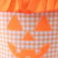 Orange Pumpkin Applique Gingham Ruffle Basket
