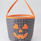 Black Pumpkin Applique Gingham Basket