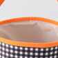 Black Pumpkin Applique Gingham Basket