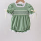 Sage collar smocked lace bubble
