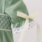 Sage collar smocked lace bubble