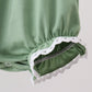 Sage collar smocked lace bubble
