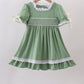 Sage collar smocked lace dress