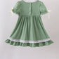 Sage collar smocked lace dress