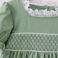 Sage collar smocked lace dress