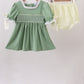 Sage collar smocked lace bloomer set