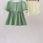 Sage collar smocked lace bloomer set
